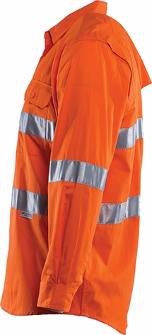 Other view of Workhorse MSH002 Men's High Visibility Vented Shirt Long Sleeve - Cotton - Orange - Small