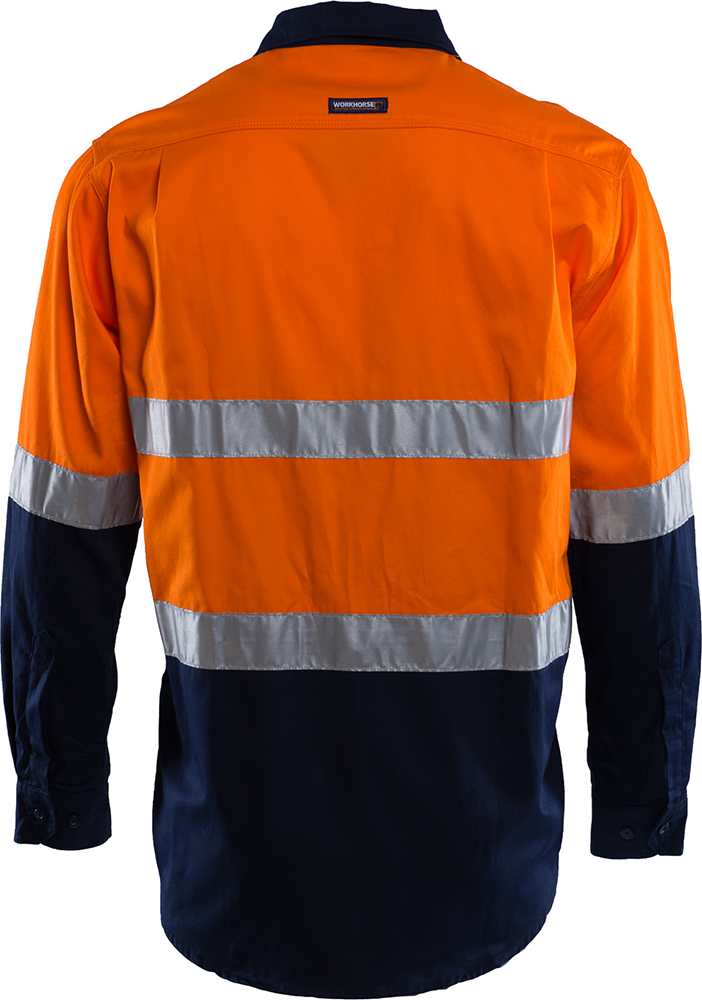 Other view of Workhorse MSH006 Shirt - Men - Two-Tone - High Visibility - Long Sleeve - Cotton - Orange/Navy - XL