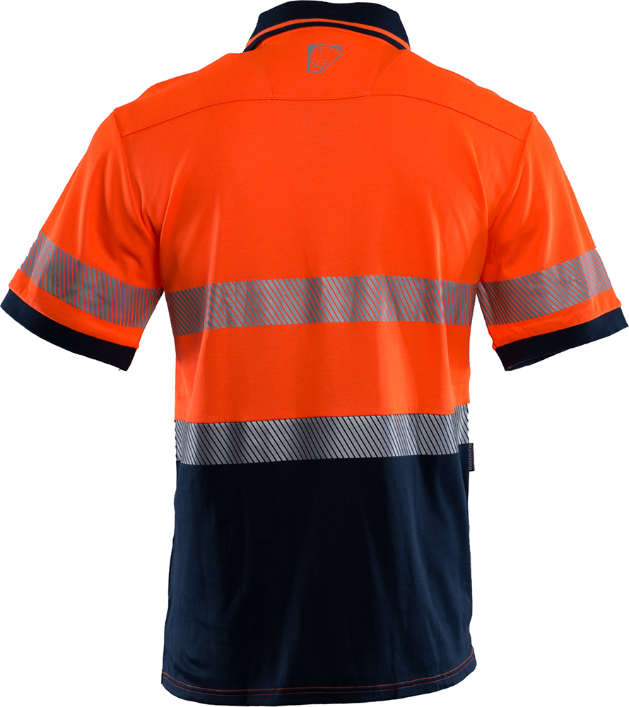 Other view of Men's 2-Tone Polo T-Shirt – Cotton/Polyester – Orange/Navy – Medium – MSH068 – Workhorse