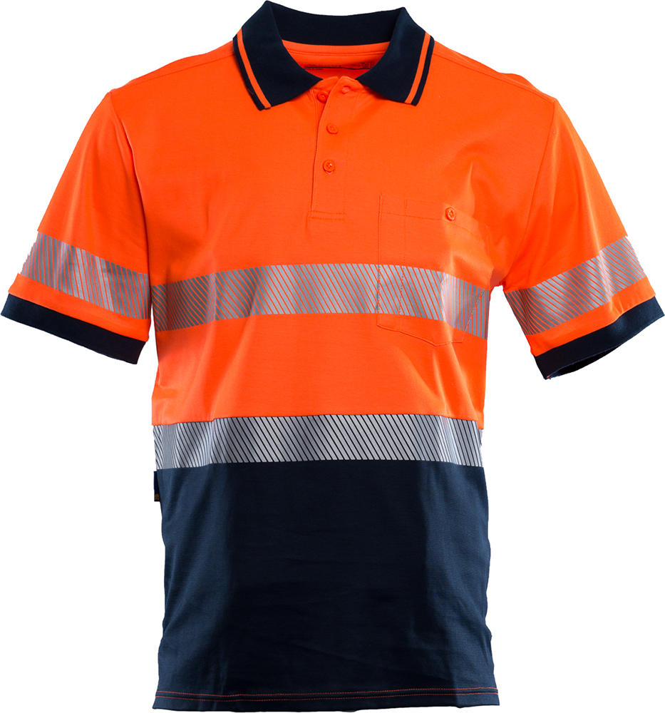 Other view of Men's 2-Tone Polo T-Shirt – Cotton/Polyester – Orange/Navy – Medium – MSH068 – Workhorse