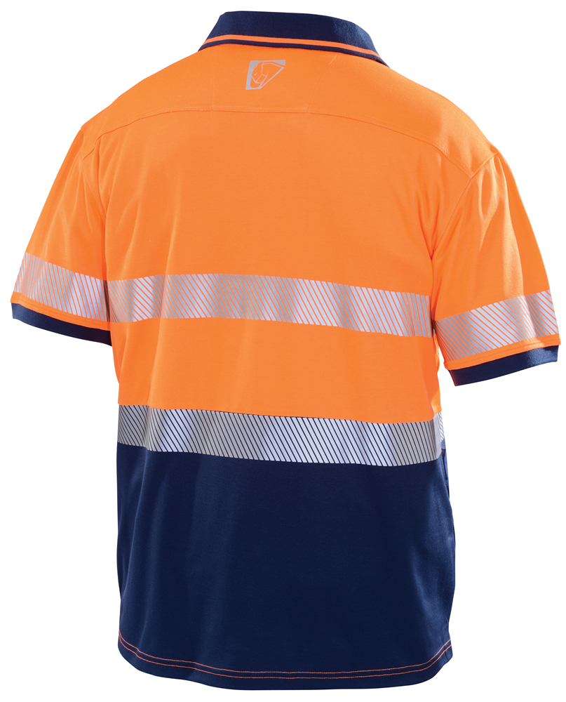 Other view of Men's 2-Tone Polo T-Shirt – Cotton/Polyester – Orange/Navy – X-Large – MSH068 – Workhorse