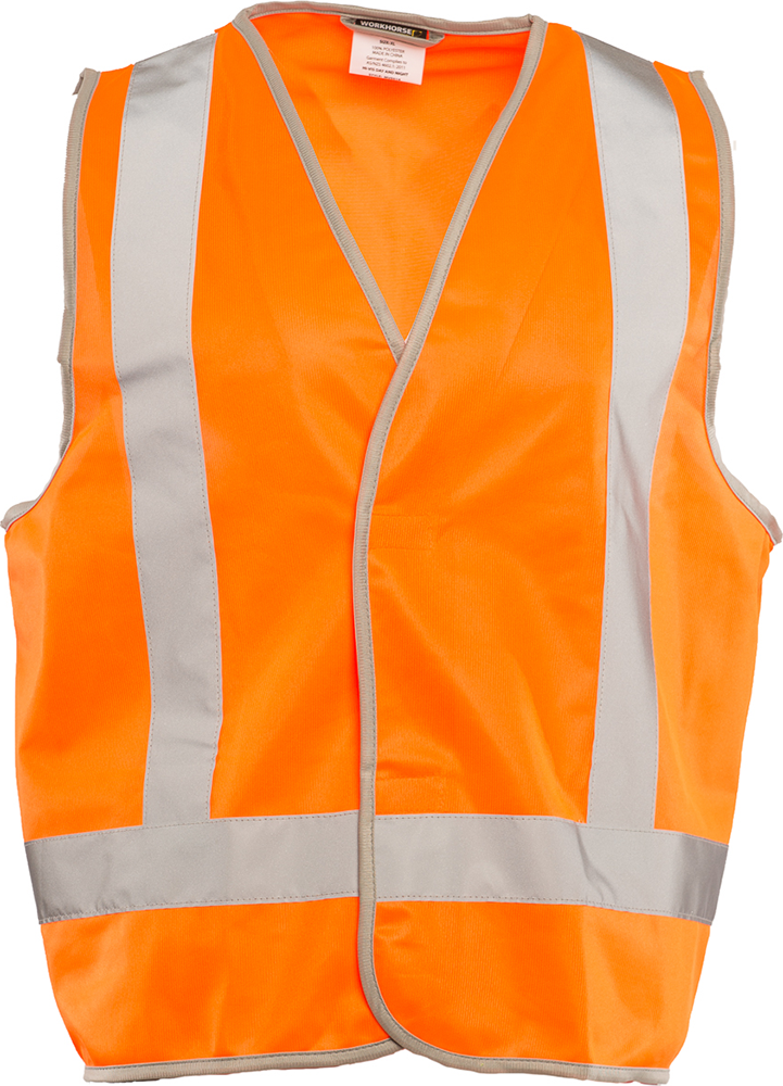 Other view of H-Back Safety Vest – Polyester Tricot – Orange – Small – MVE014 – Workhorse