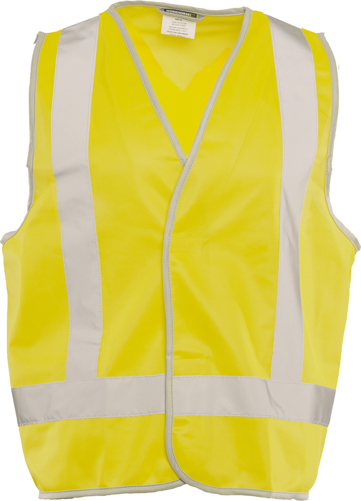 Other view of H-Back Safety Vest – Polyester Tricot – Yellow – X-Large – MVE014 – Workhorse