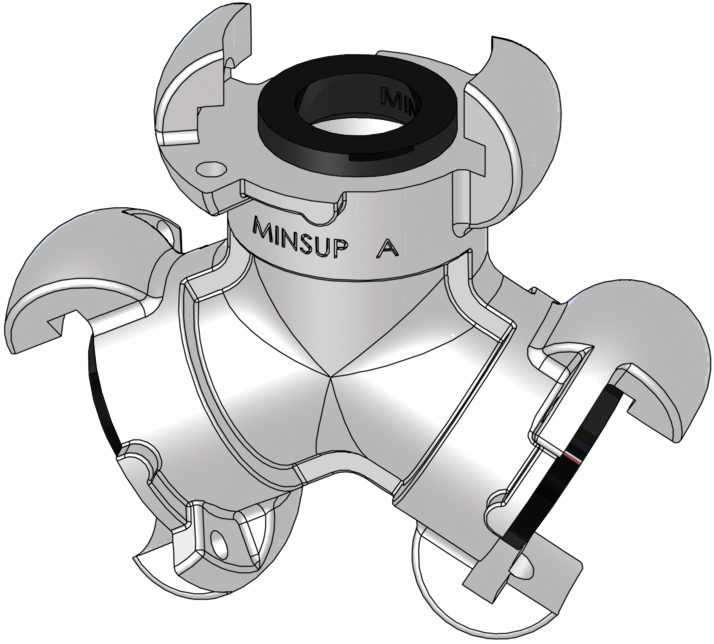 Other view of Minsup Surelock Type A Claw Coupling - SG Iron - 3-Way Connector - ABS1032T