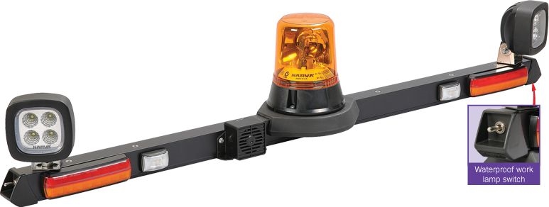 Other view of Halogen Rotating Mine Bar with LED Work Lamps - Amber - 12 V - Cylinder - T-Slot Mount - 237 mm - Narva