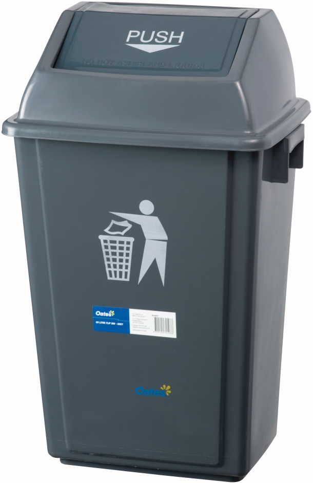 Other view of Flip Lid Bin - Rectangular - Plastic - Grey - 60 L - BB-60FGY - Oates