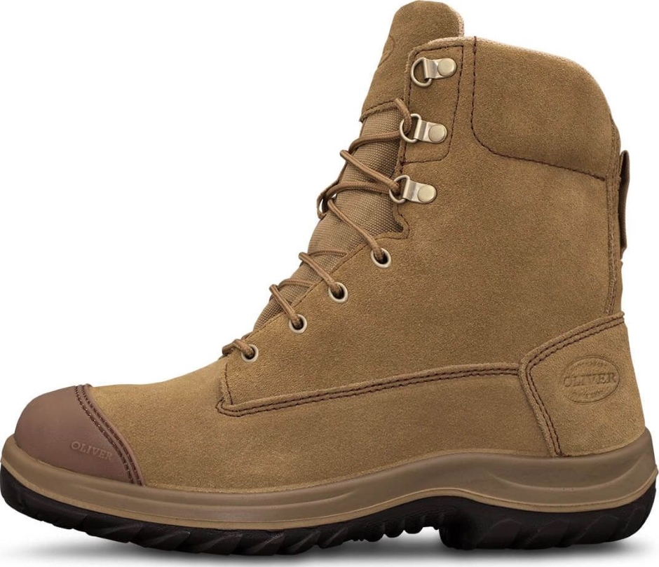 Other view of Oliver - Safety Boots - Mens - High-Leg Ankle - Lace Up with Side Zipper - Nubuck Leather - WB 34-674 - Beige - Size 6.5 - 9320922573965