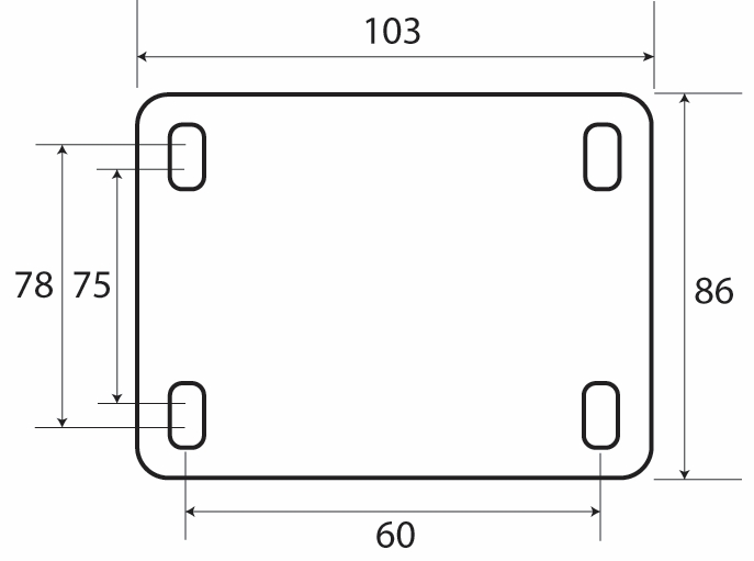 Other view of Plate Castor - Fixed - 90 kg - Rubber Tyre - Blue - 75 mm - i6 Series - Easyroll - EHI