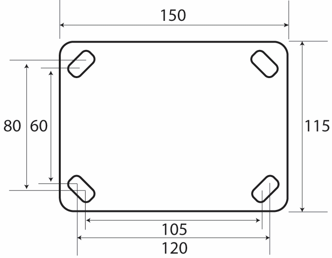 Other view of Plate Castor - Swivel - 910 kg - Cast Iron Tyre - Black - 150 mm - TH Series - Easyroll - EHI