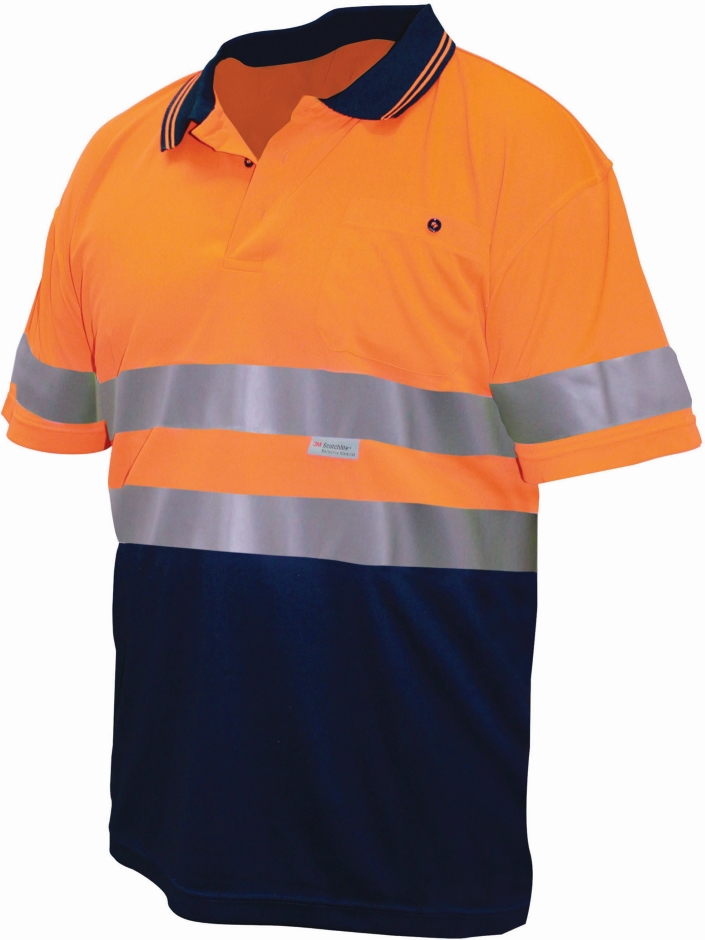 Other view of Men's 2-Tone Polo T-Shirt - Polyester - PDNS0010 - Orange/Navy - L - ACE