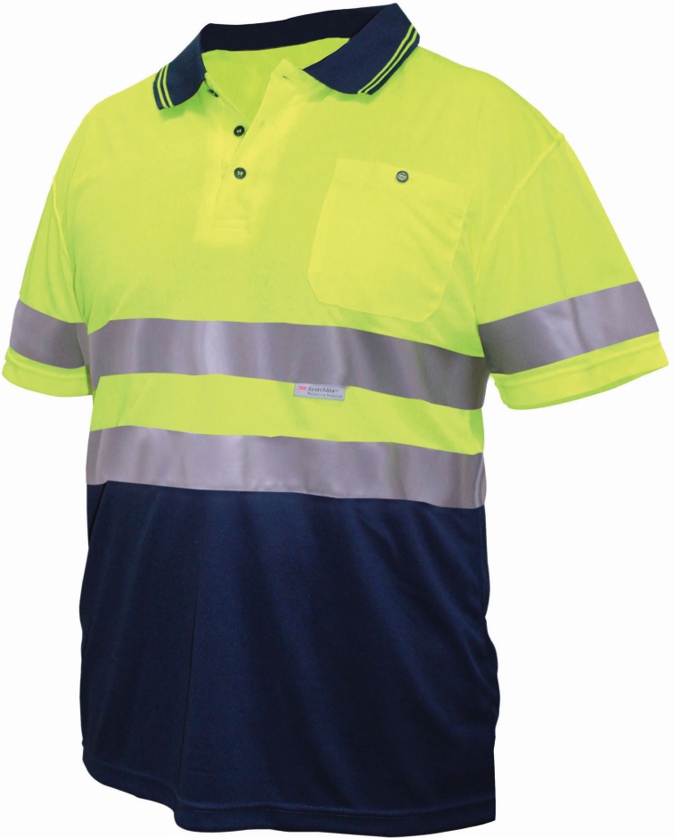 Other view of Men's 2-Tone Polo T-Shirt – Polyester – Yellow/Navy – 2X-Large – PDNS0010 – ACE