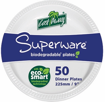 Other view of Dinner Plate - Round - Microwave Safe - Plastic - White - 225 mm - 500/Pack - CA-9RND - Superware - Cast Away