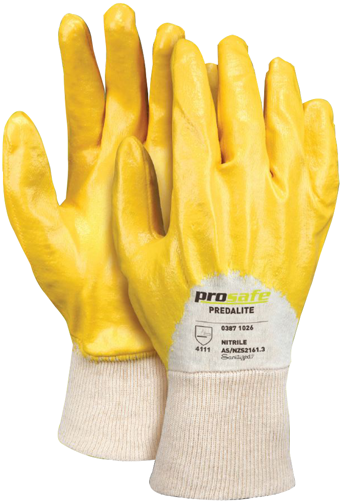 Other view of Multi-Purpose Coated Gloves - Knitwrist Cuff - Cotton Jersey - 3/4th Nitrile Coated - Yellow - Small - W9790 - Predalite™ - Prosafe