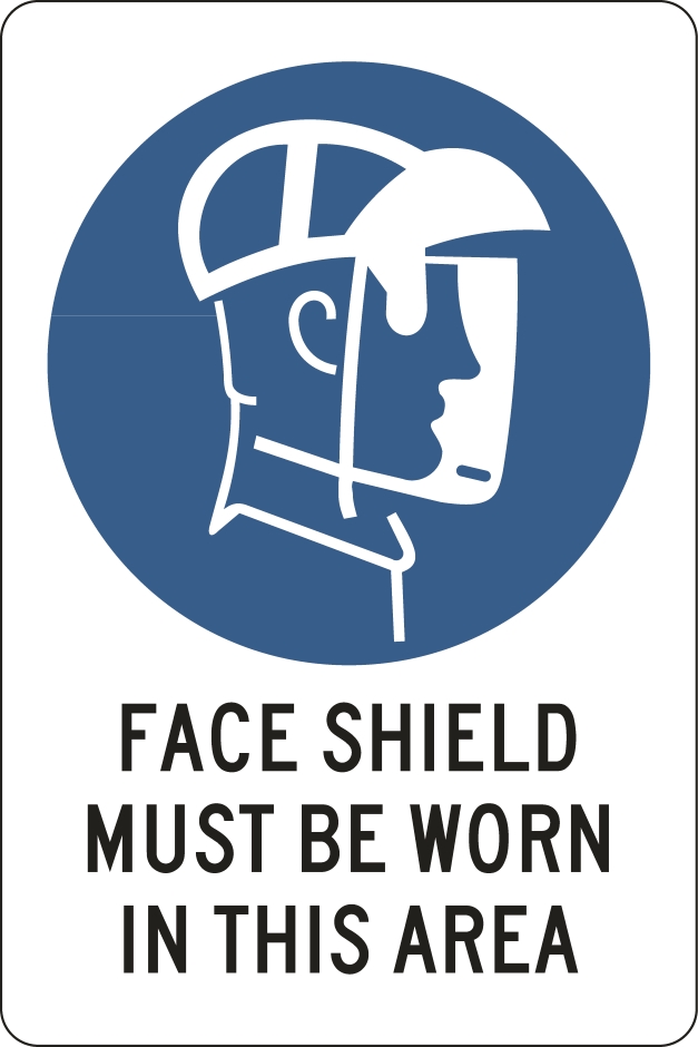 Other view of Safety Sign - Mandatory - Face Shield Must Be Worn In This Area - Polypropylene - Black On White - 300 x 225 mm - Prosafe