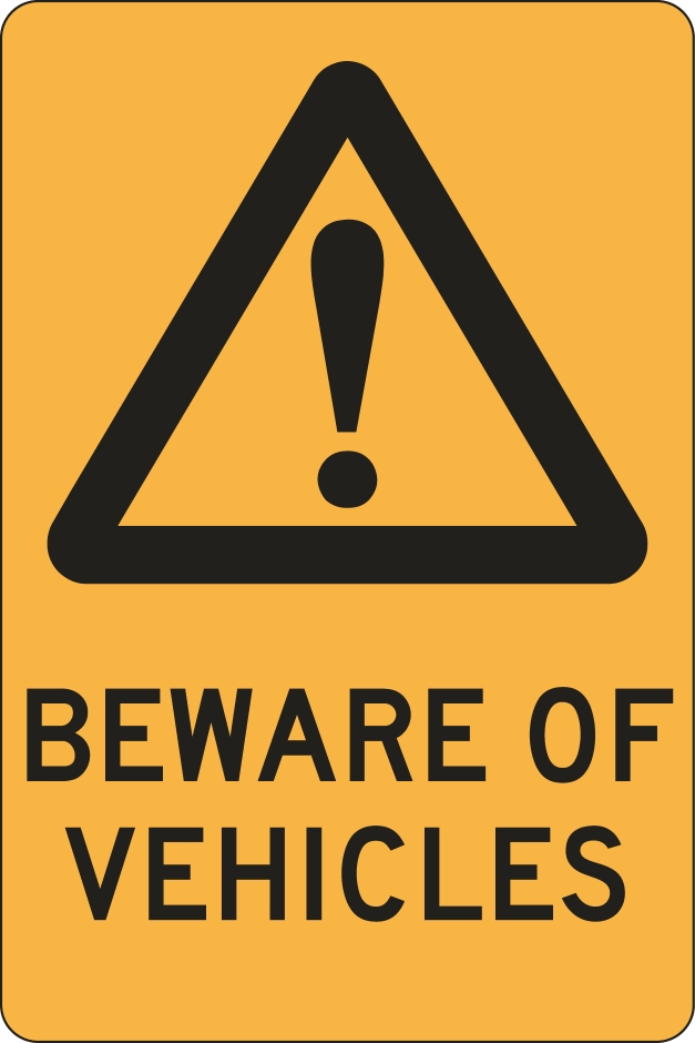 Other view of Safety Sign - Warning - Beware Of Vehicles - Colorbond Steel - Black On Yellow - 300 x 450 mm - Prosafe