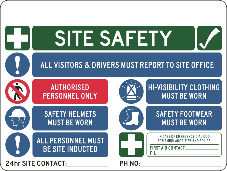 Other view of Safety Sign - Mandatory - Site Safety - Polypropylene - Black On White - 1200 x 900 mm - Prosafe