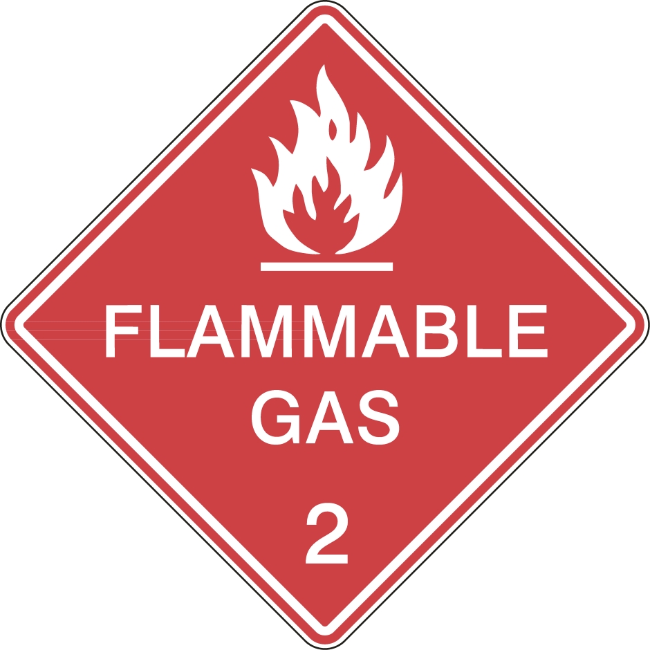 Other view of Safety Sign - Dangerous Goods Class Diamond - Flammable Gas 2 - Self Adhesive Vinyl - White On Red - 100 x 100 mm - Prosafe