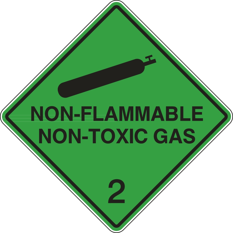 Other view of Safety Sign - Dangerous Goods Class Diamond - Non-Flammable/Non-Toxic Gas 2 - Self Adhesive Vinyl - Black On Green - 150 x 150 mm - Prosafe