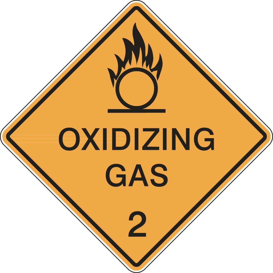 Other view of Safety Sign - Dangerous Goods Class Diamond - Oxidising Gas 2 - Polypropylene - Black On Yellow - 250 x 250 mm - Prosafe