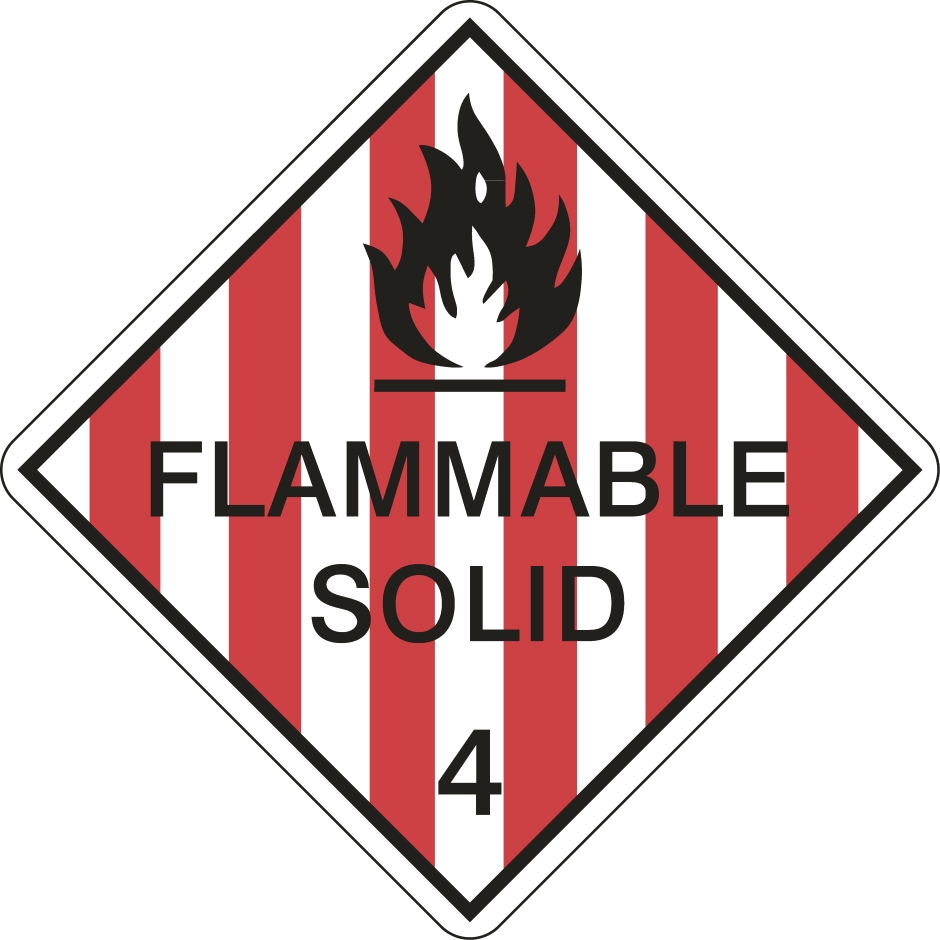 Other view of Safety Sign - Dangerous Goods Class Diamond - Flammable Solid 4 - Polypropylene - Black On White/Red - 250 x 250 mm - Prosafe