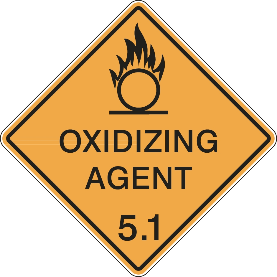 Other view of Safety Sign - Dangerous Goods Class Diamond - Oxidizing Agent 5.1 - Polypropylene - Black On Yellow - 250 x 250 mm - Prosafe