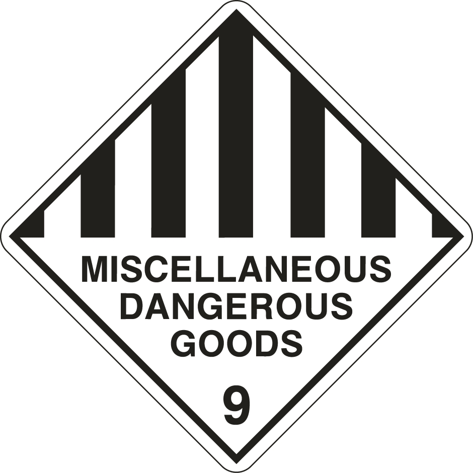 Other view of Safety Sign - Dangerous Goods Class Diamond - Miscellaneous Dangerous Goods 9 - Self Adhesive Vinyl - Black On White - 250 x 250 mm - Prosafe