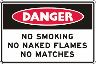 Other view of Safety Sign - Danger - No Smoking No Naked Flames No Matches - Colorbond Steel - Red/Black/White - 600 x 450 mm - Prosafe