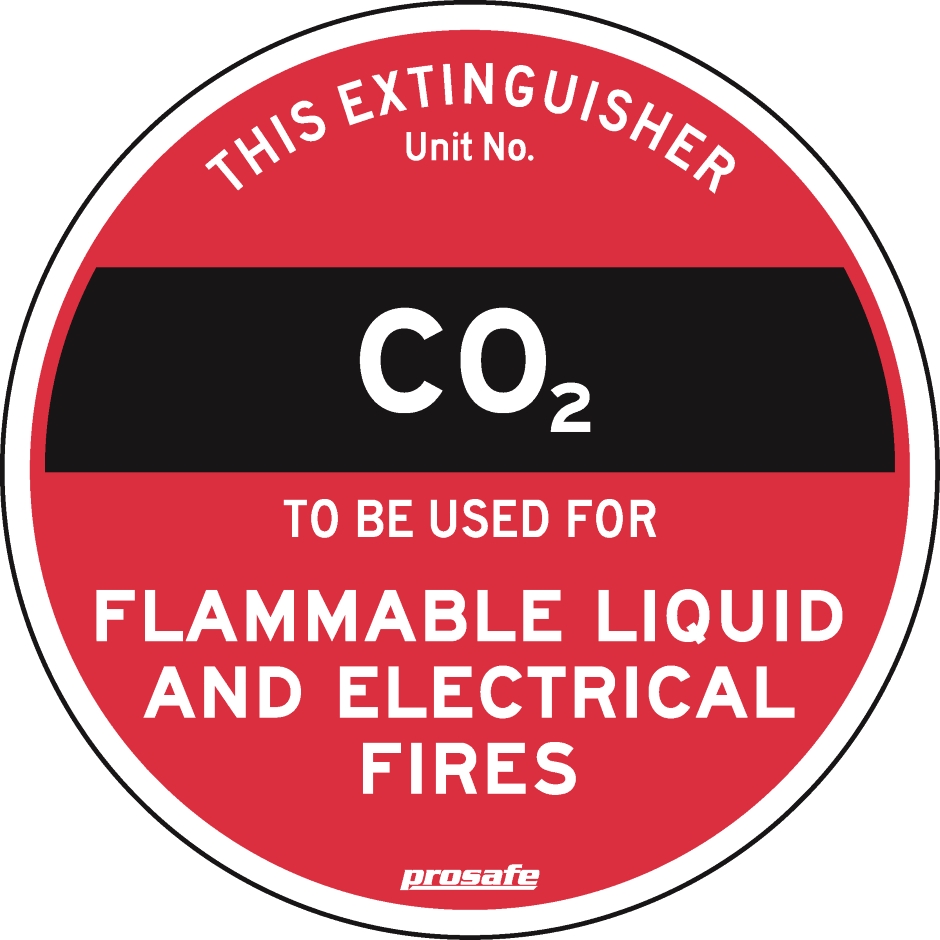 Other view of Safety Sign - Fire Equipment - Extinguisher Co2 - Self Adhesive Vinyl - Red/Black/White - 200 mm - Prosafe