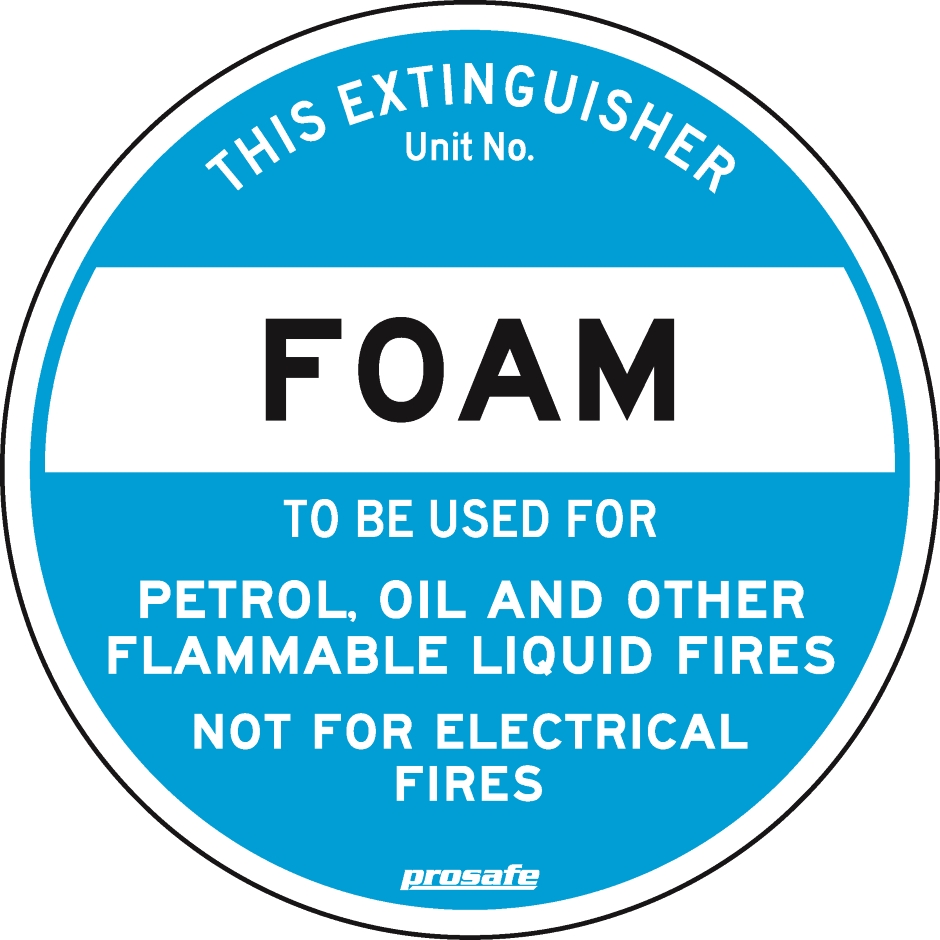 Other view of Safety Sign - Fire Equipment - Extinguisher Foam - Self Adhesive Vinyl - Blue/Black/White - 200 mm - Prosafe