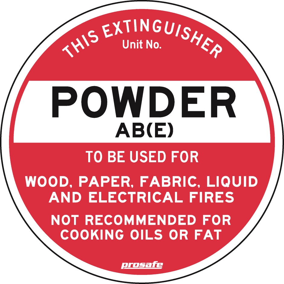 Other view of Safety Sign - Fire Equipment - Extinguisher Powder AB(E) - Self Adhesive Vinyl - Red/Black/White - 200 mm - Prosafe