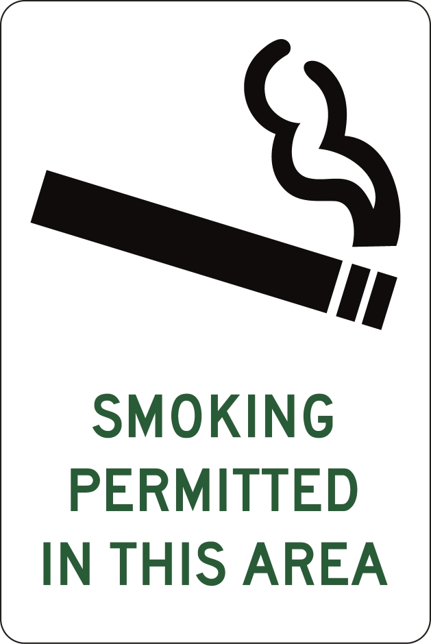 Other view of Safety Sign - Notice - Smoking Permitted In This Area - Colorbond Steel - Green On White - 450 x 600 mm - Prosafe