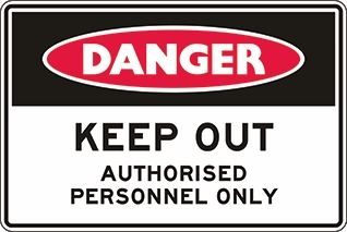 Other view of Safety Sign - Danger - Keep Out Authorised Personnel Only - Polypropylene - Red/Black/White - 300 x 225 mm - Prosafe