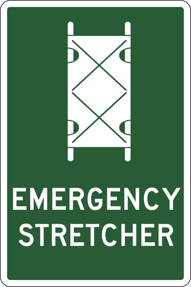 Other view of Safety Sign - Emergency Information - Emergency Stretcher - Polypropylene - White/Green - 300 x 450 mm - Prosafe