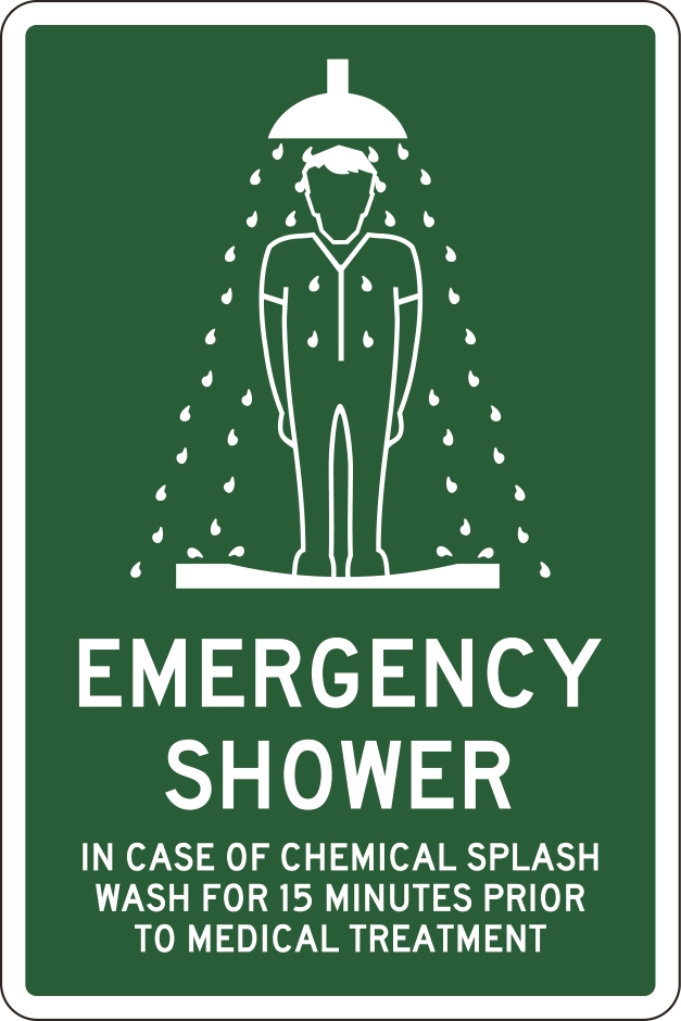 Other view of Safety Sign - Emergency Information - Emergency Shower - Polypropylene - White/Green - 300 x 450 mm - Prosafe