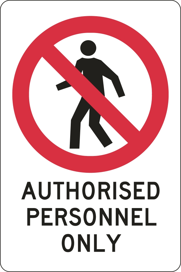 Other view of Safety Sign - Prohibition - Reflective - Authorised Personnel Only - Metal - Black On White - 300 x 450 mm - Prosafe