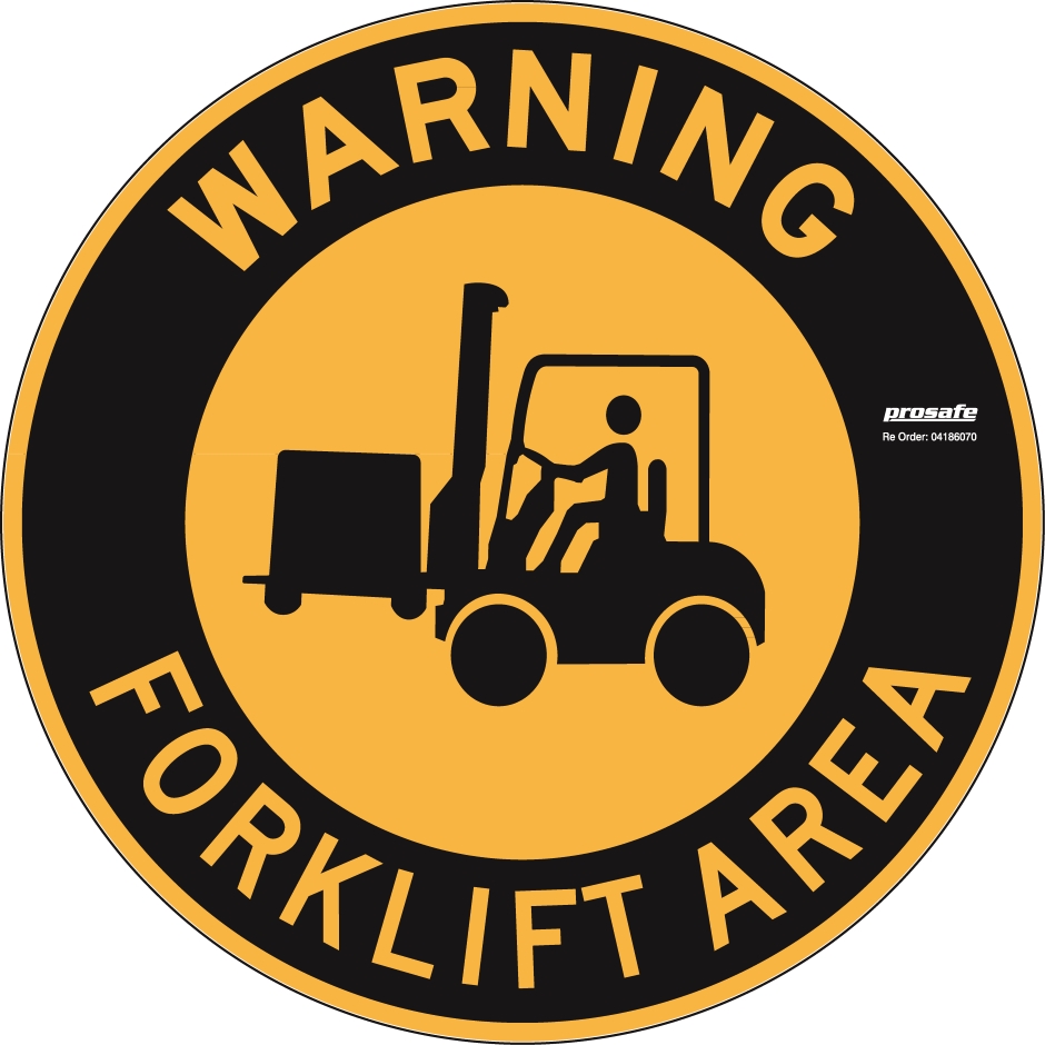 Other view of Safety Sign - Floor - Warning Forklift Area - Self Adhesive Vinyl - Yellow On Black - 440 mm - Prosafe