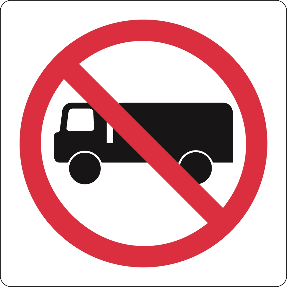 Other view of Safety Sign - Traffic - Trucks Prohibit - Colorbond Steel - Black/Red/White - 450 x 450 mm - Prosafe