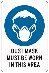 Other view of Safety Sign - Mandatory - Dust Mask Must Be Worn In This Area - Self Adhesive Vinyl - Black On White - 180 x 250 mm - Prosafe