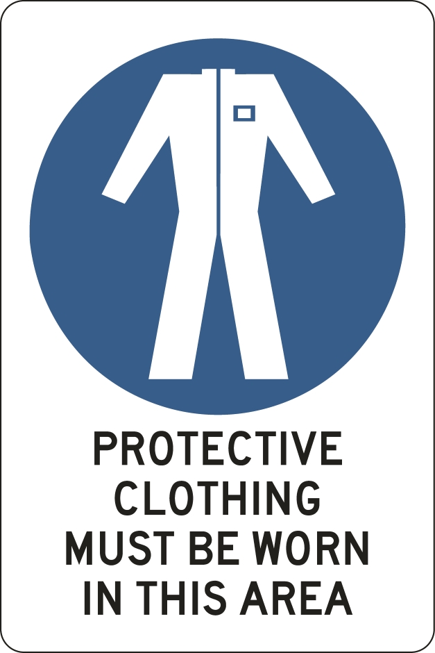 Other view of Safety Sign - Mandatory - Protective Clothing Must Be Worn In This Area - Colorbond Steel - Black On White - 450 x 600 mm - Prosafe