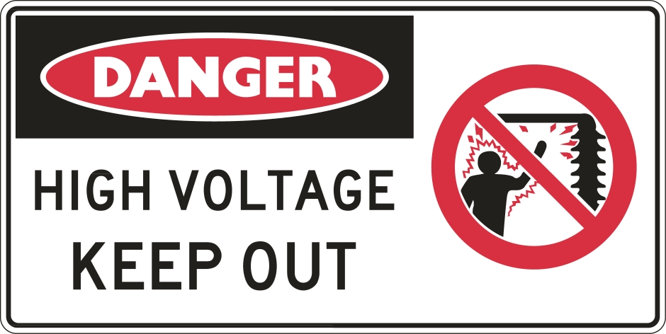 Other view of Safety Sign - Danger - Reflective - Danger High Voltage Keep Out - Colorbond Steel - Red/Black/White - 700 x 350 mm - Prosafe