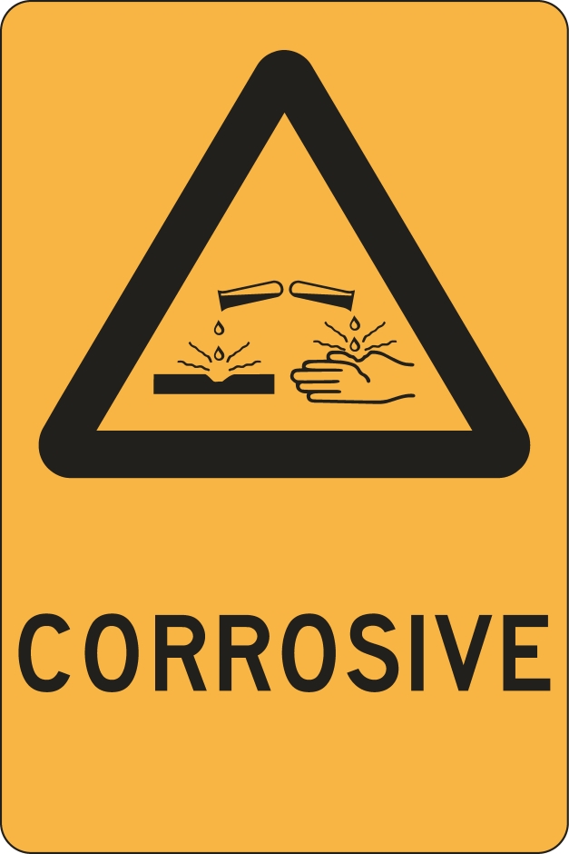 Other view of Safety Sign - Warning - Corrosive - Polypropylene - Black On Yellow - 225 x 300 mm - Prosafe