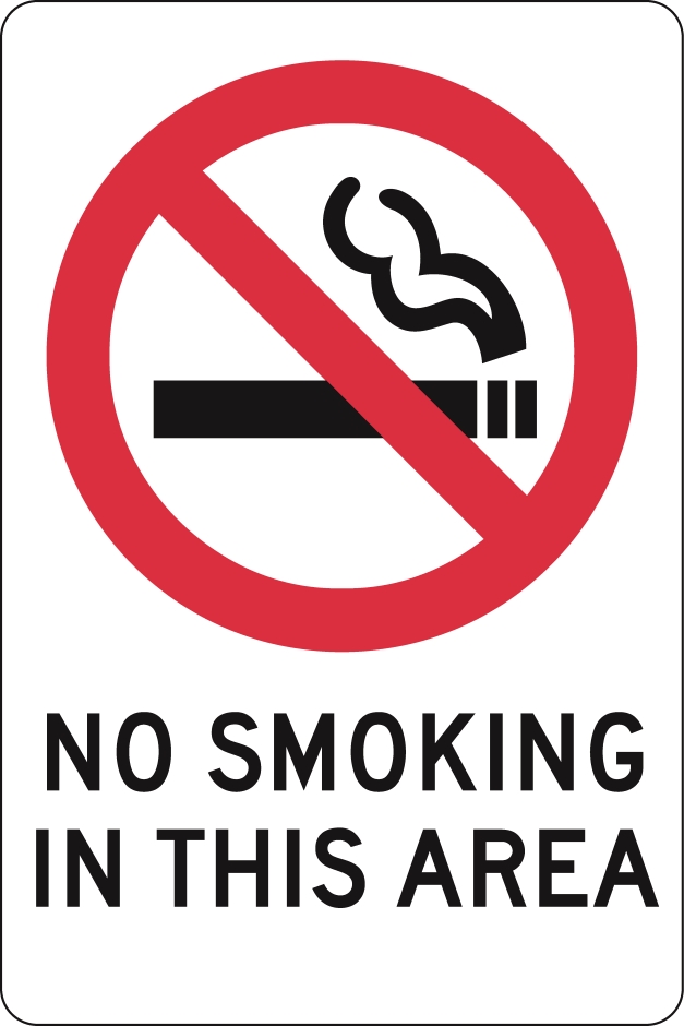 Other view of Safety Sign - Prohibition - No Smoking In This Area - Self Adhesive Vinyl - Black On White - 90 x 125 mm - Prosafe