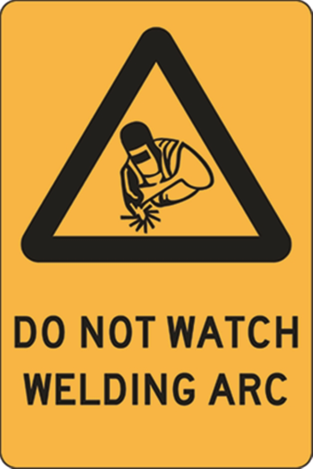 Other view of Safety Sign - Warning - Do Not Watch Welding Arc - Self Adhesive Vinyl - Black On Yellow - 180 x 250 mm - Prosafe