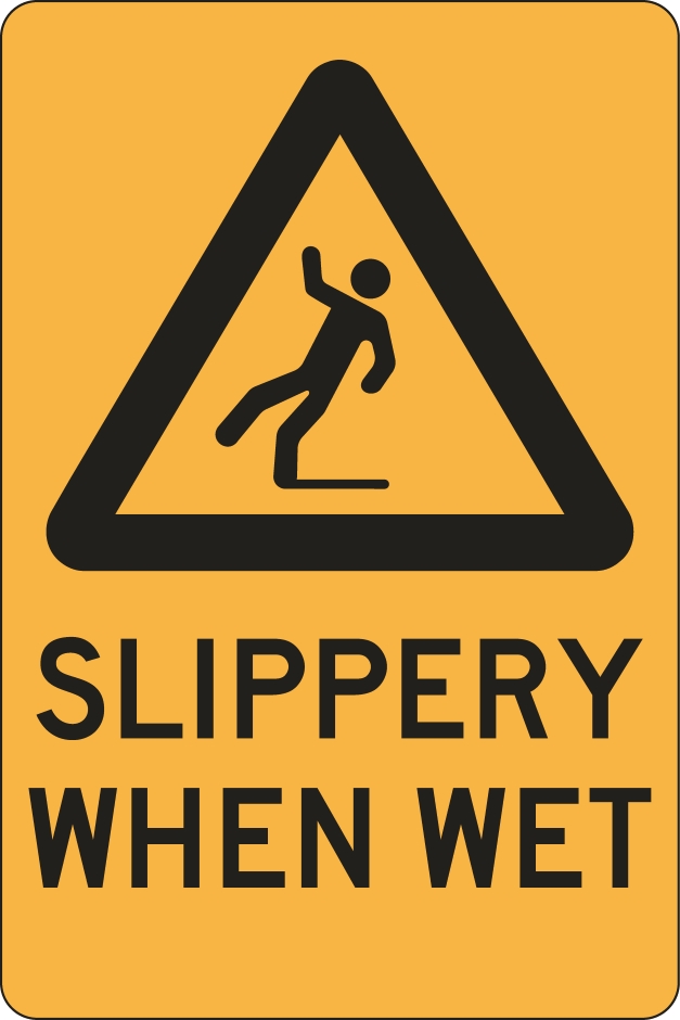 Other view of Safety Sign - Warning - Slippery When Wet - Polypropylene - Black On Yellow - 210 x 297 mm - Prosafe