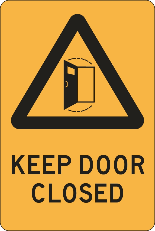 Other view of Safety Sign - Warning - Keep Door Closed - Colorbond Steel - Black/Orange - 300 x 450 mm - Prosafe