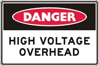 Other view of Safety Sign - Danger - High Voltage Overhead - Polypropylene - Red/Black/White - 600 x 450 mm - Prosafe