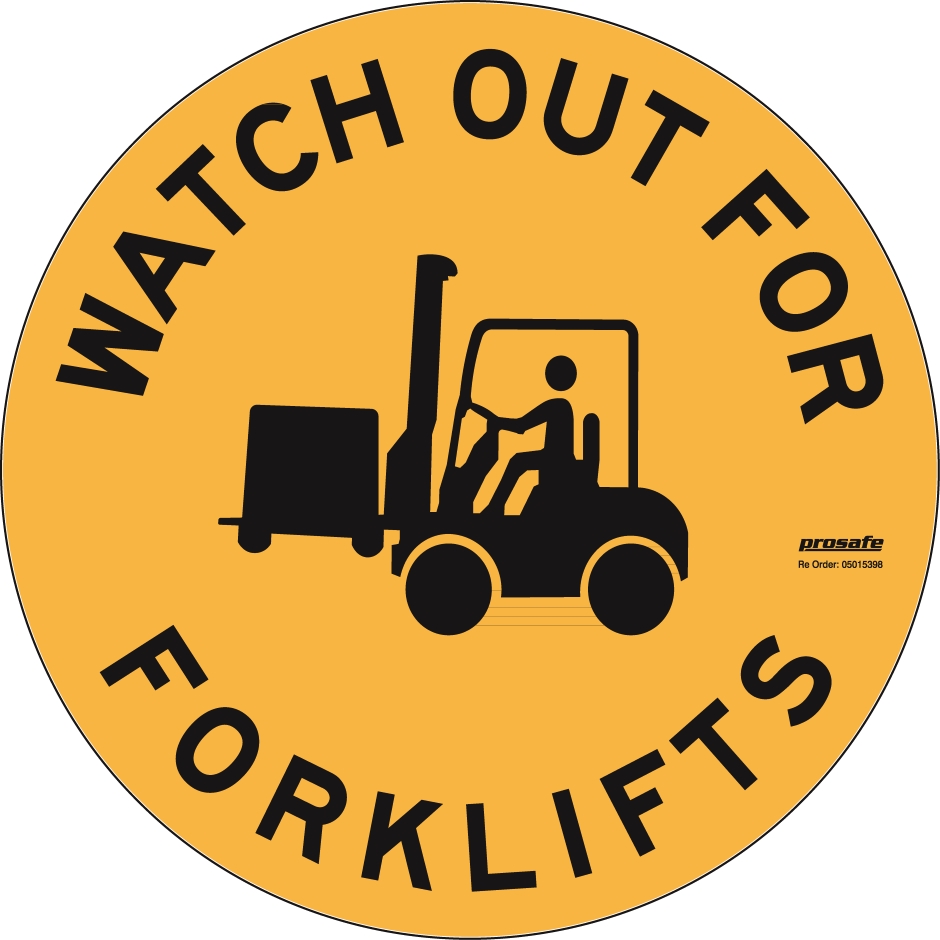 Other view of Safety Sign - Floor - Watch Out For Forklifts - Self Adhesive Vinyl - Black On Yellow - 440 mm - Prosafe