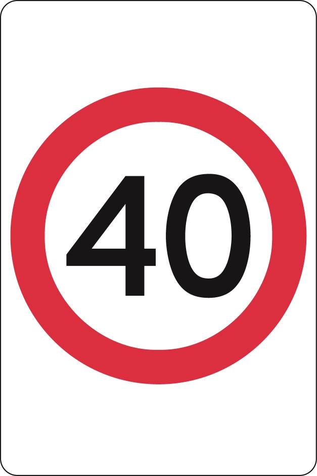 Other view of Safety Sign - Traffic - Reflective - 40 Km Speed - Aluminium - Black/Red/White - 450 x 600 mm - Prosafe