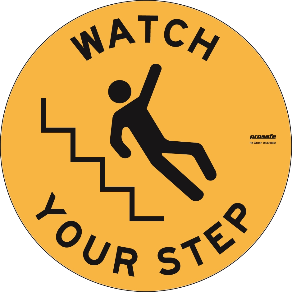 Other view of Safety Sign - Floor - Watch Your Step - Self Adhesive Vinyl - Black On Yellow - 440 mm - Prosafe