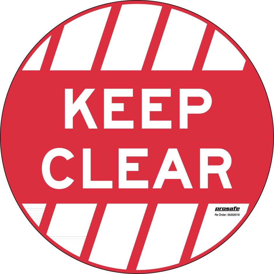 Other view of Safety Sign - Floor - Keep Clear - Self Adhesive Vinyl - White On Red - 440 mm - Prosafe